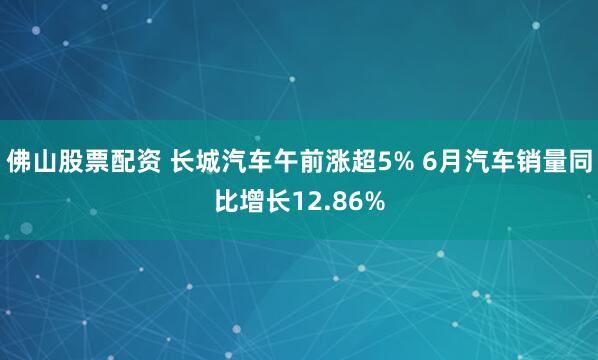 佛山股票配资 长城汽车午前涨超5% 6月汽车销量同比增长12.86%